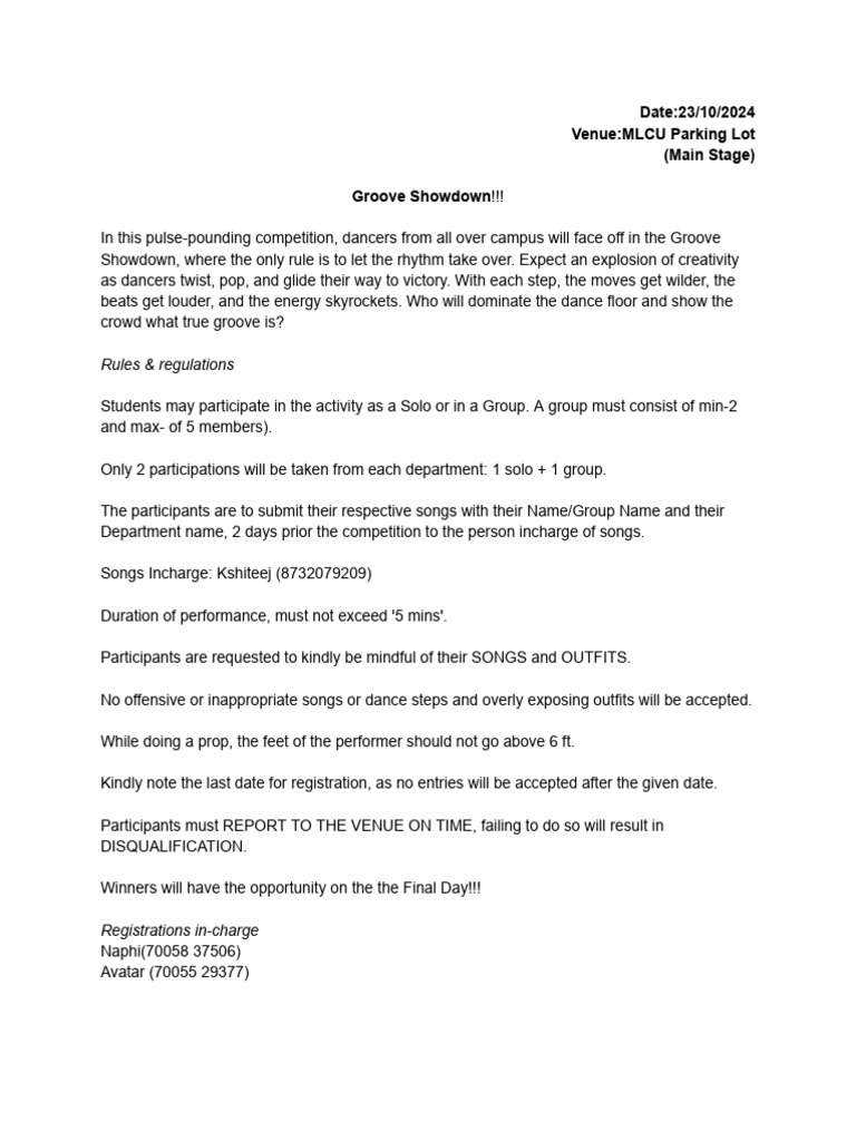 Groove Showdown Competition Rules | PDF