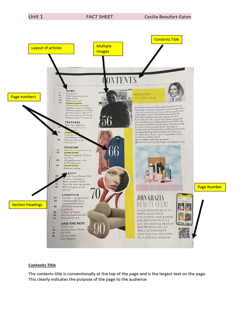 Magazine Contents Page Analysis | PDF | Page Layout | Typefaces