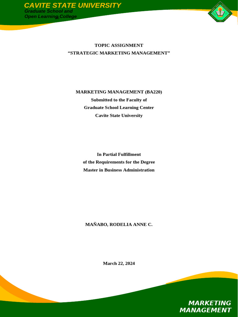 Strategic Marketing Management Overview | PDF | Marketing Strategy ...