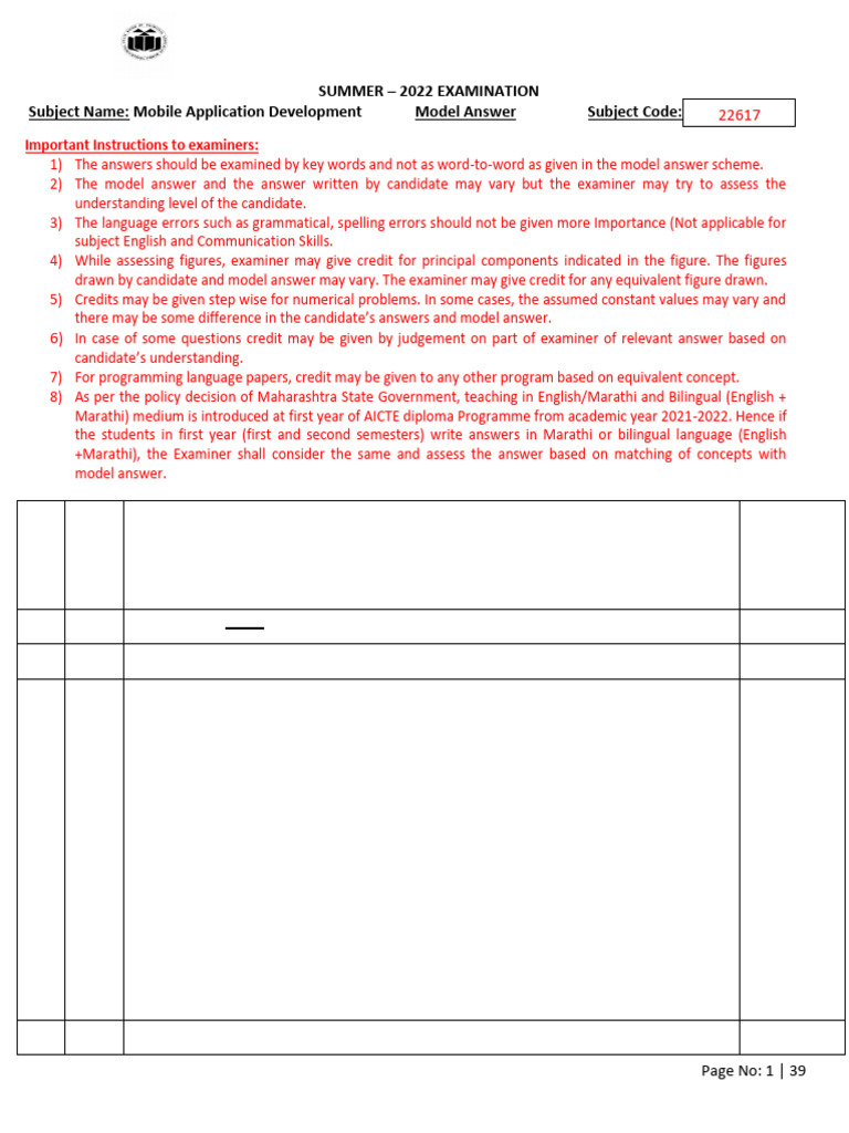 Mobile App Development Exam Model Answers | PDF | Java Virtual Machine ...