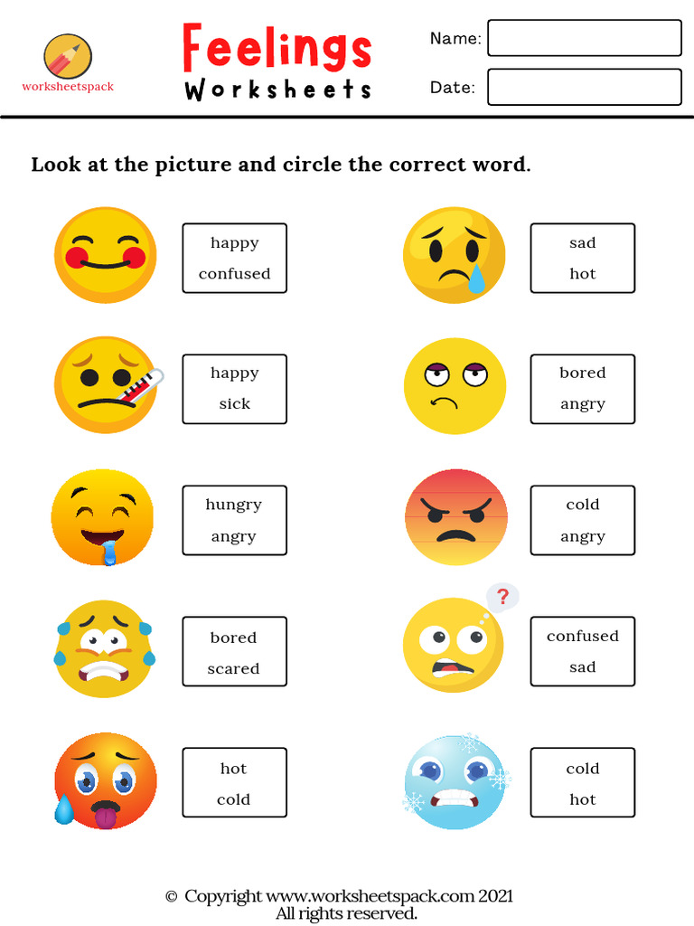 Emotions Worksheet for Preschoolers | PDF