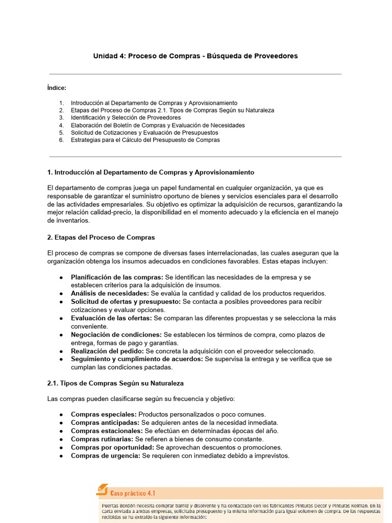 Proceso de Compras y Selección de Proveedores | PDF | Presupuesto ...