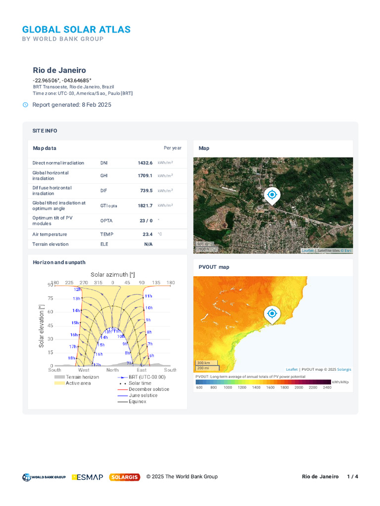 Solar Energy Data for Rio de Janeiro | PDF | Photovoltaics ...