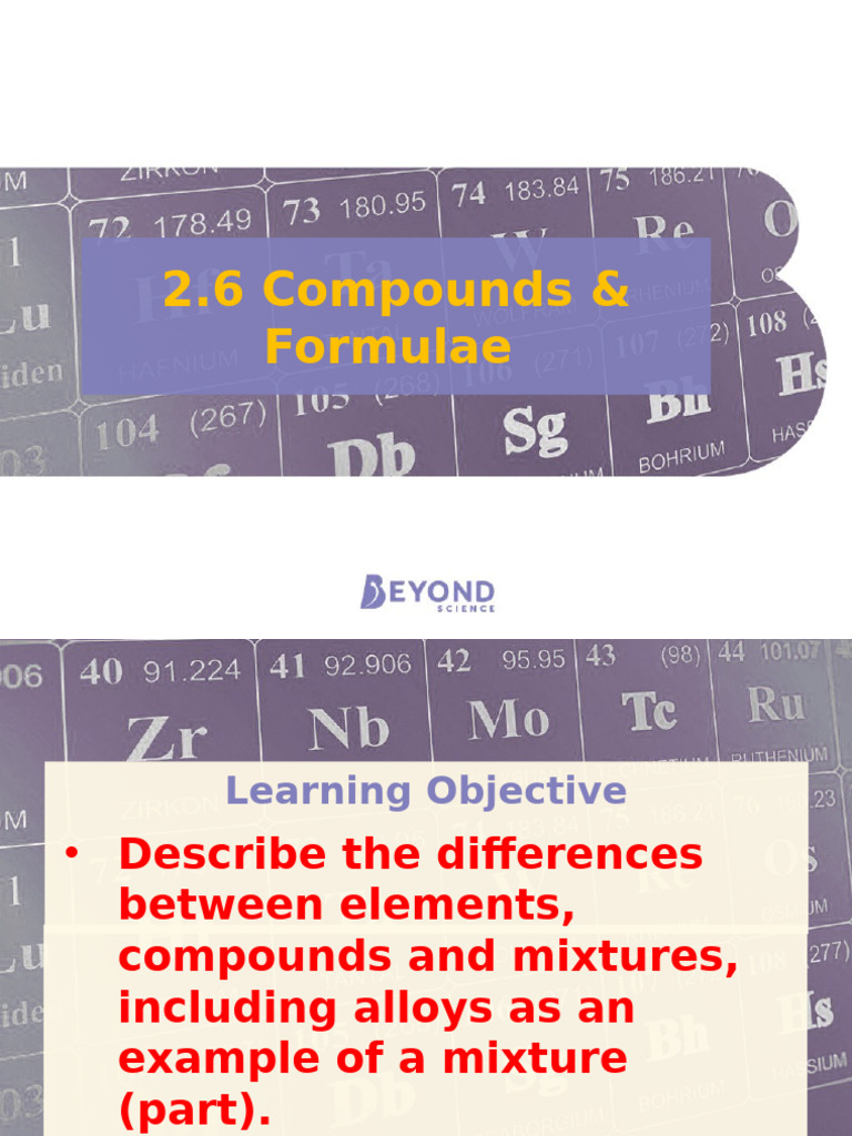 2.6 Compounds and Formulae | PDF | Chemical Compounds | Chemical Substances