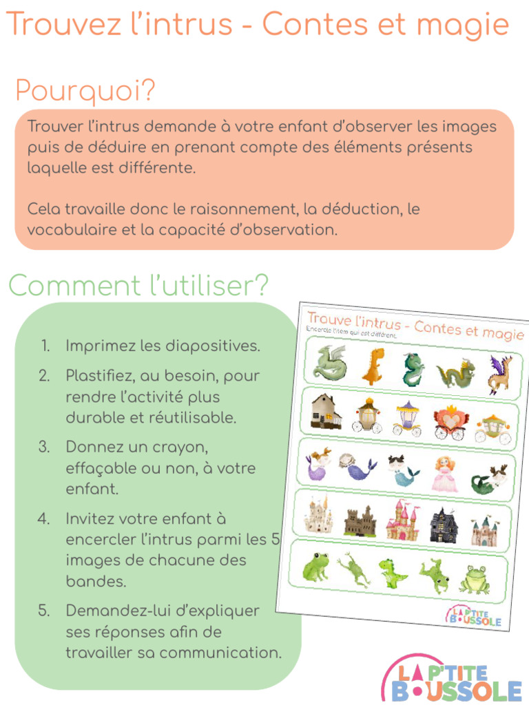 Trouver l'intrus : Activité éducative | PDF