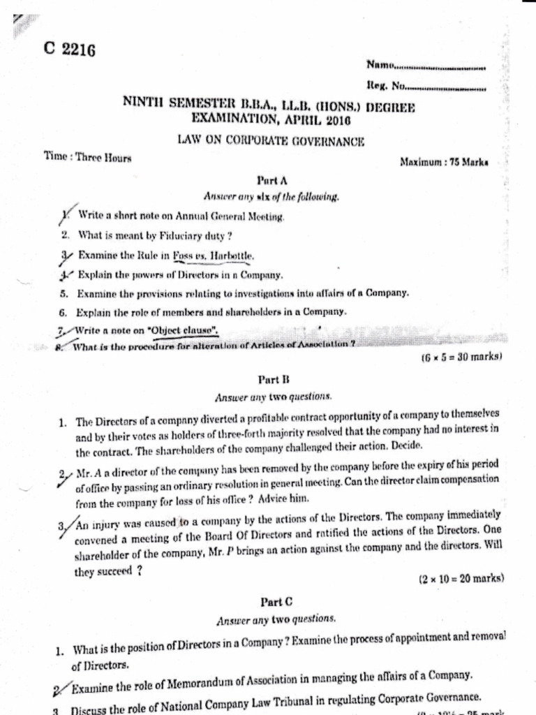 Law of Corporate Governance Exam Guide | PDF | Board Of Directors ...