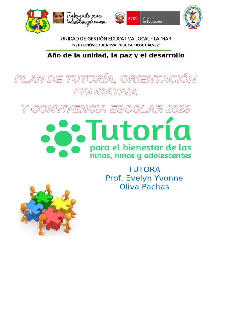 Plan de Tutoría 2023 en I.E. José Gálvez | PDF | Salón de clases ...