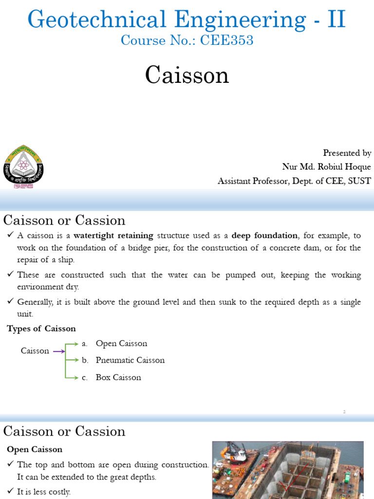 Types and Applications of Caissons | PDF | Civil Engineering