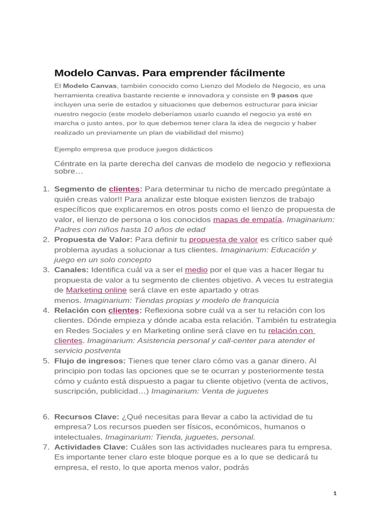 Guía del Modelo Canvas para Emprendedores | PDF | Gestión estratégica ...