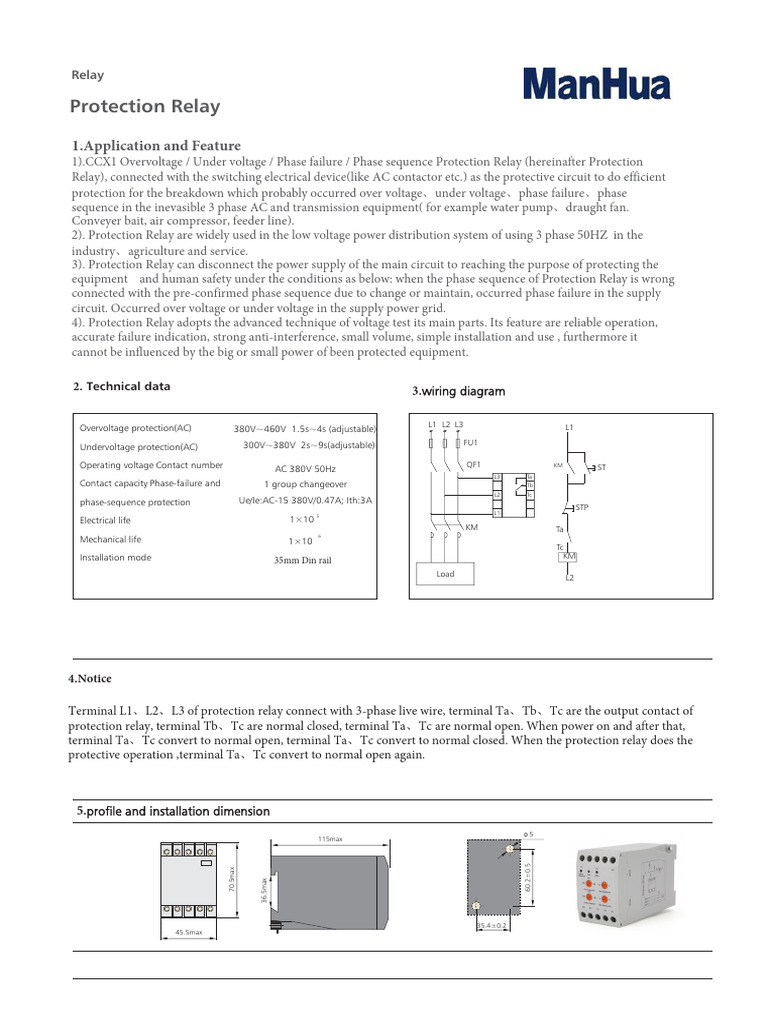 AC Protection Relay Specifications and Features | PDF | Relay ...