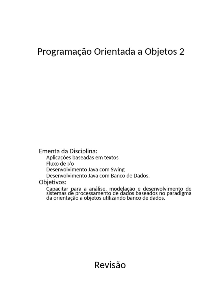 Programação Orientada a Objetos em Java | PDF | Programação orientada a ...