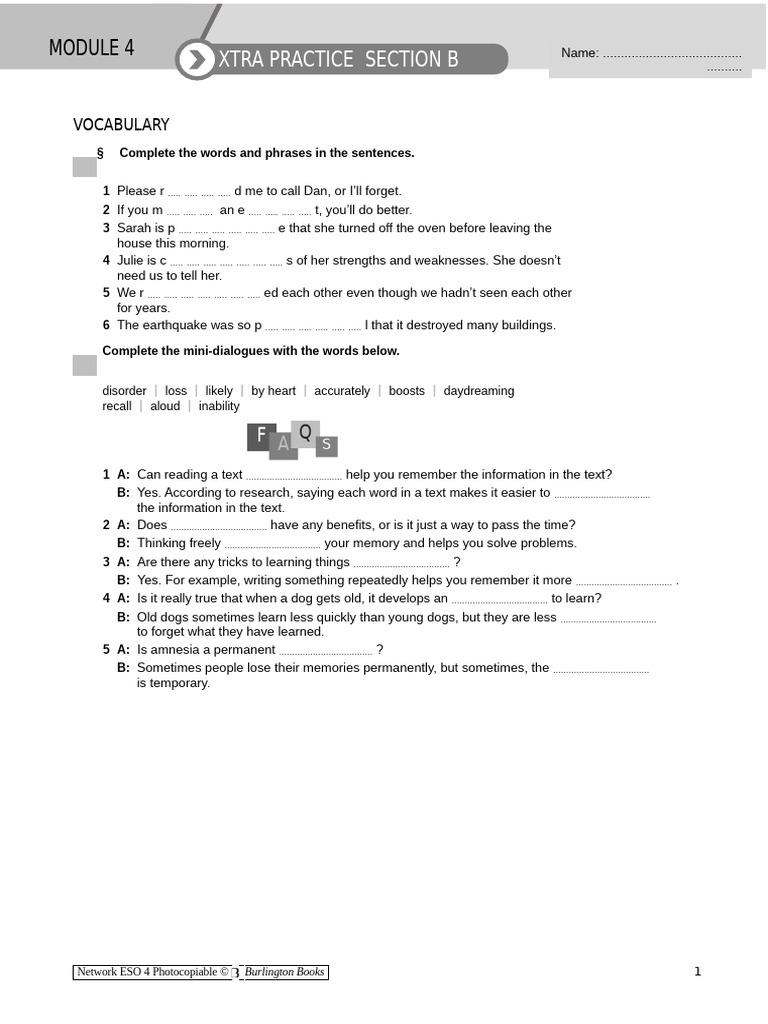 4 Eso Module 4 02network4 - XPrac - Mod4B | PDF | Memory | Cognitive ...