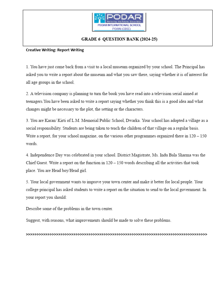 Grade 6 Report Writing Guide | PDF