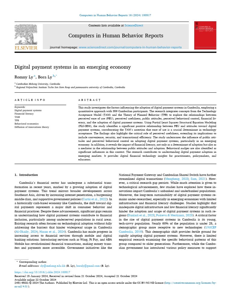 Digital payment systems in an emerging economy | PDF | Attitude ...