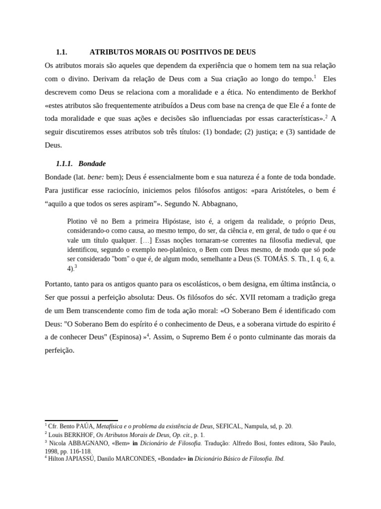 Atributos Morais de Deus: Bondade, Justiça e Santidade | PDF