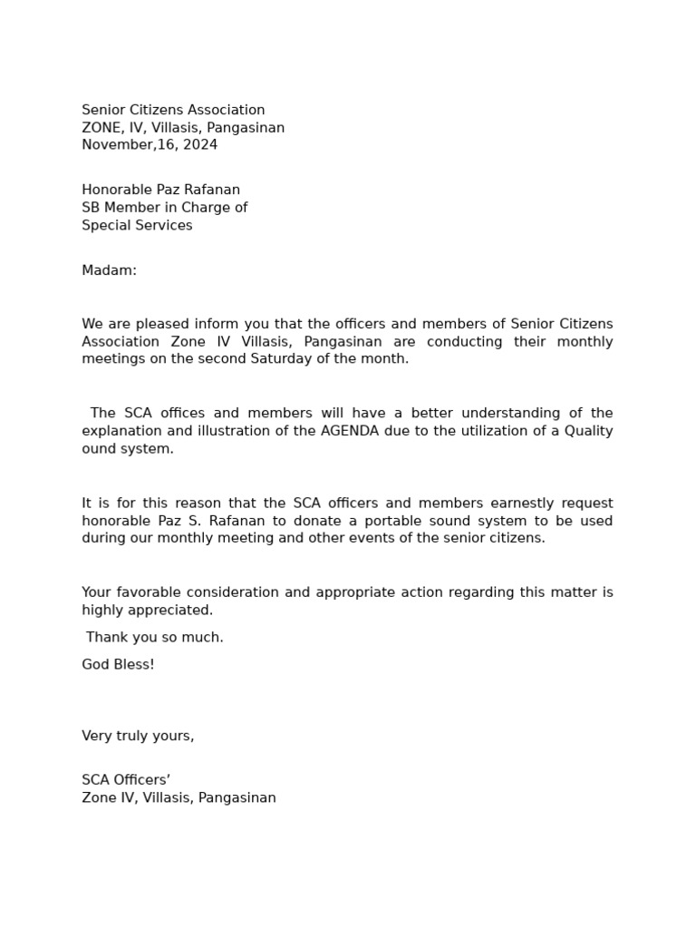 Request for Sound System Donation | PDF