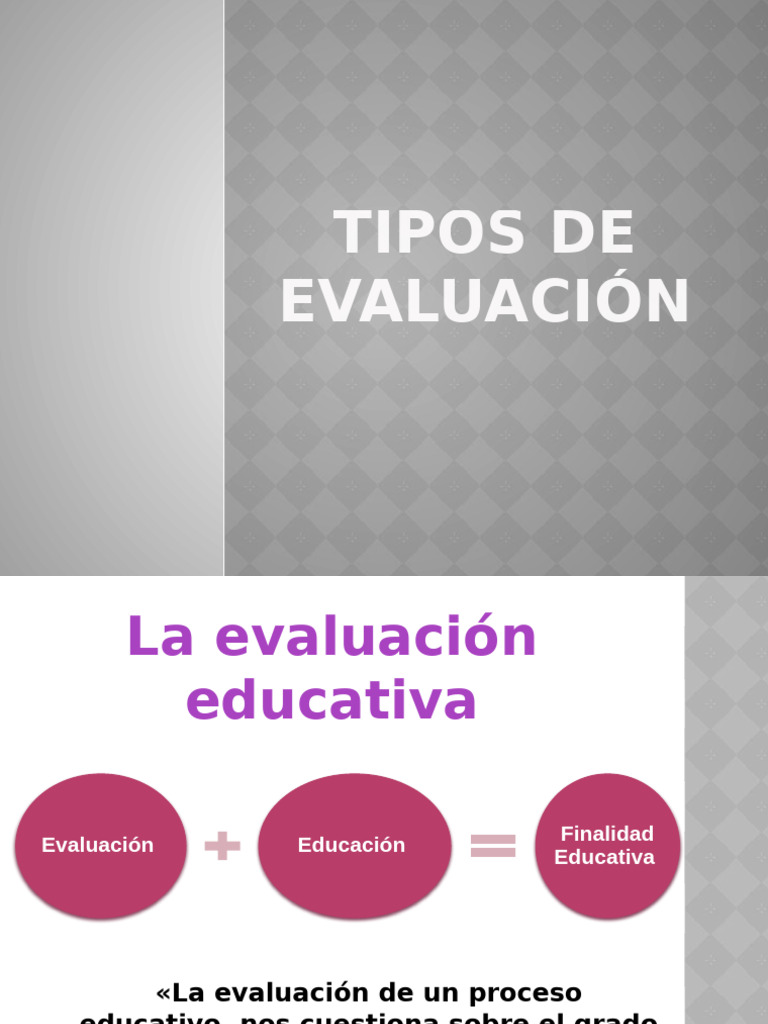Tipos de Evaluación Educativa Detallados | PDF | Evaluación | Cognición