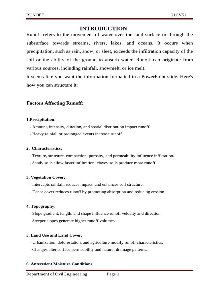 Understanding Runoff and Hydrographs | PDF | Surface Runoff | Discharge ...