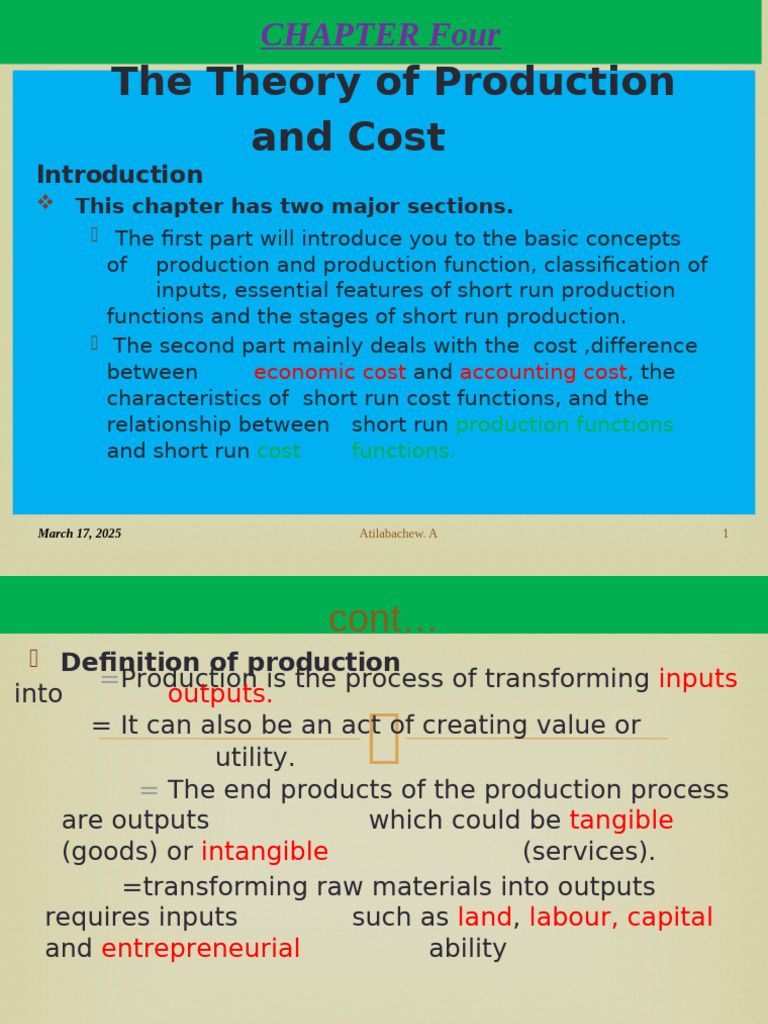 CHAPTER FOUR Presentation (Power Point) | PDF | Production Function ...