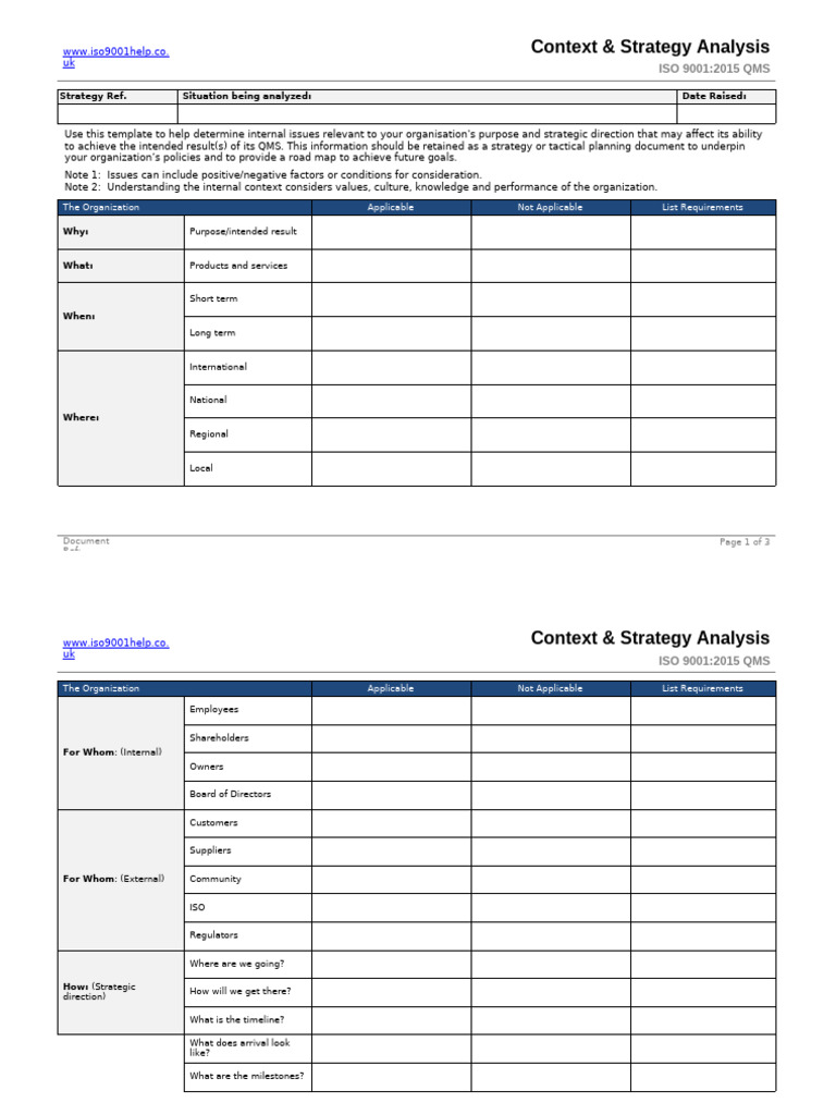 ISO 9001:2015 Context & Strategy Guide | PDF | Quality Management ...