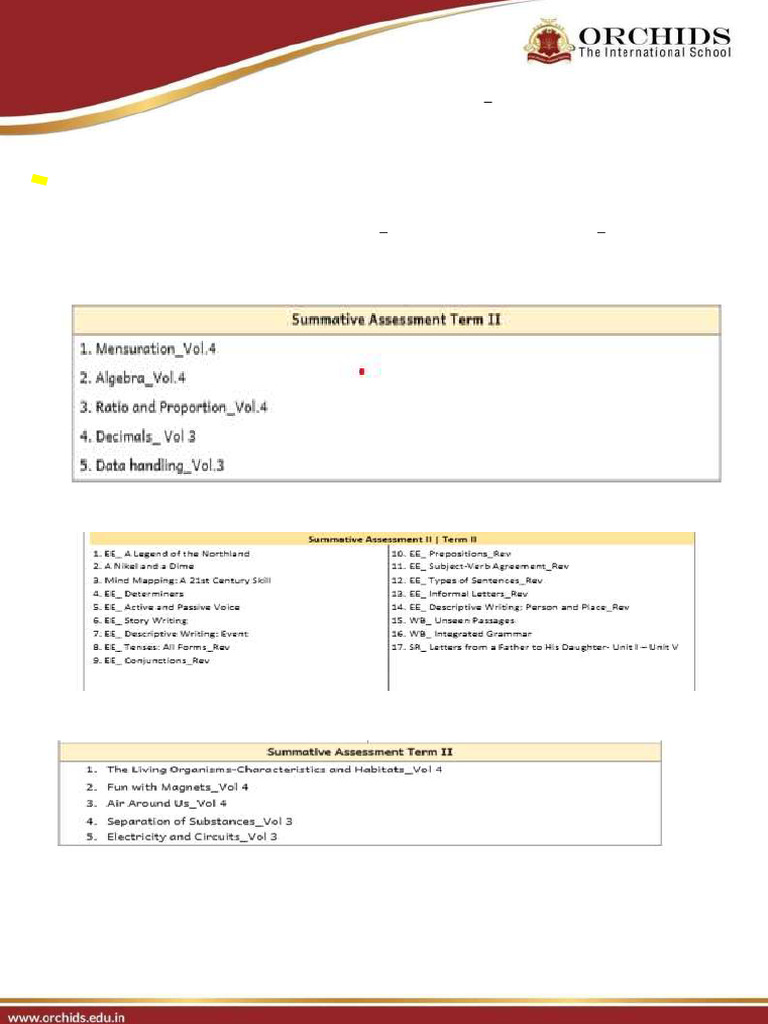 Grade 6 Summative Assessment Details | PDF