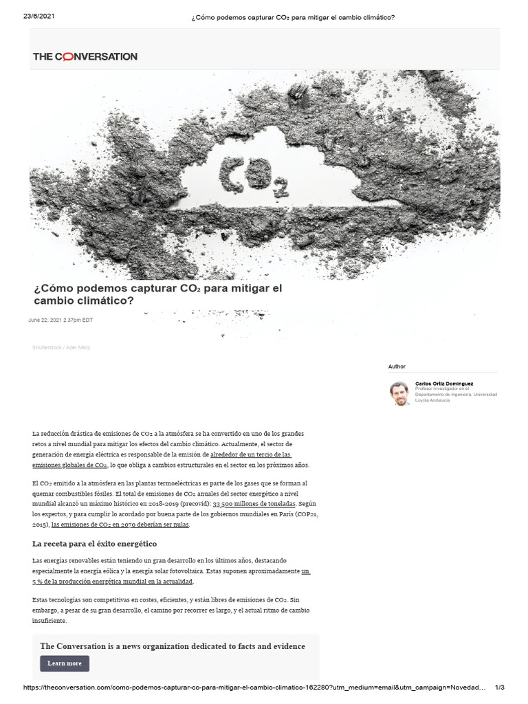 ¿Cómo Podemos Capturar CO para Mitigar El Cambio Climático | PDF ...