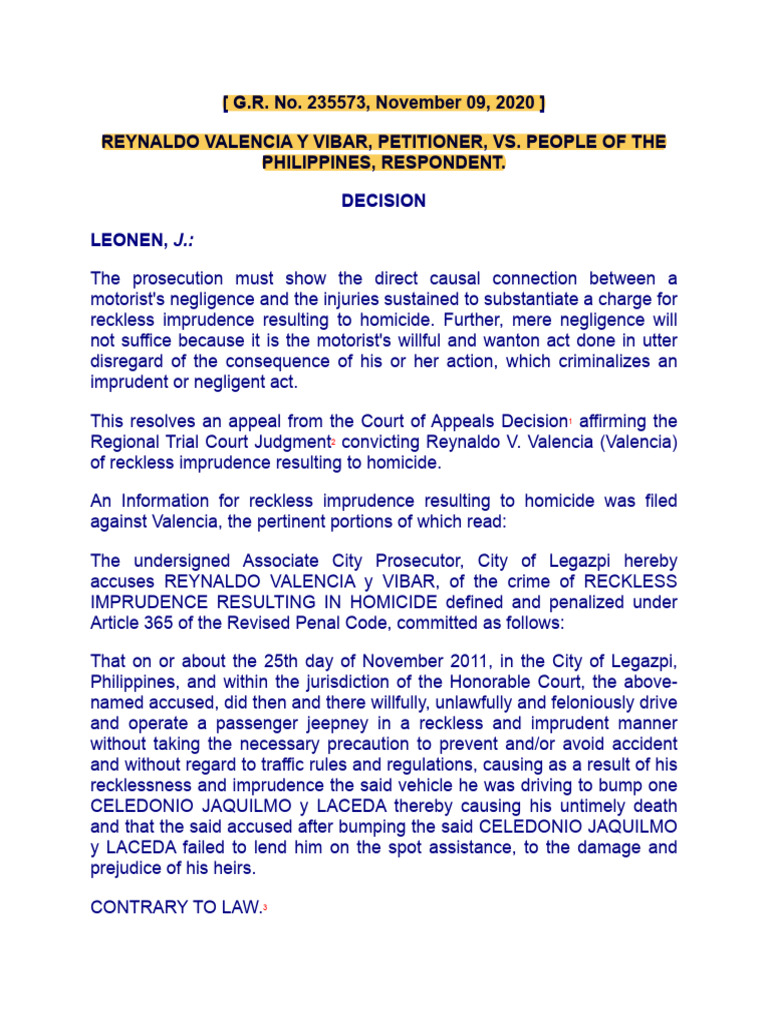Valencia v. People, G.R. No. 235573 | PDF | Burden Of Proof (Law ...