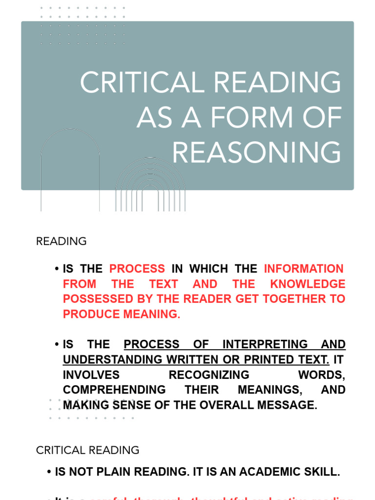 Q4 Lesson 4 Critical Reading As A Form of Reasoning | PDF | Persuasion ...