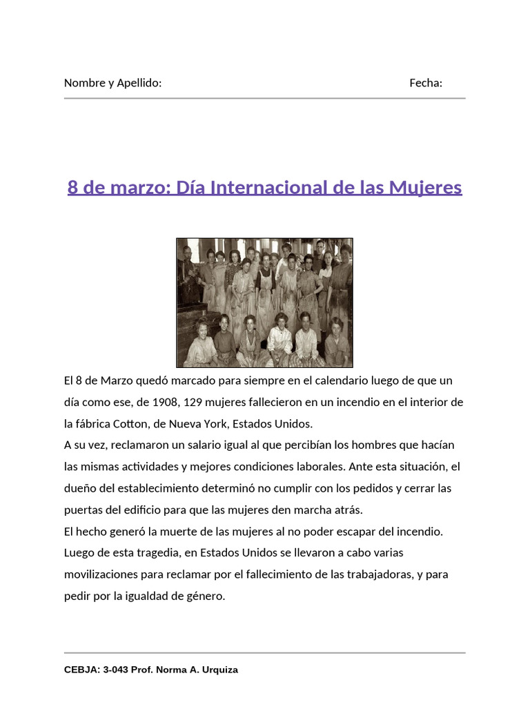 8 de Marzo - Día Internacional de Las Mujeres | PDF | Mujer | Derechos ...