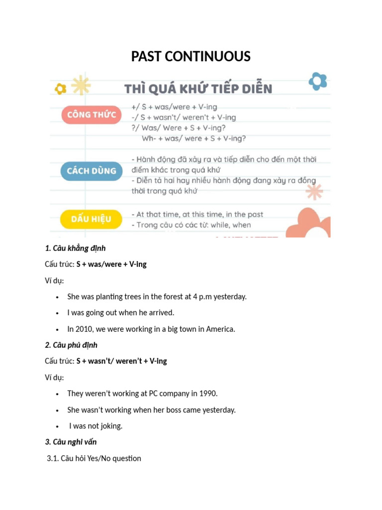 Understanding Past Continuous Tense | PDF