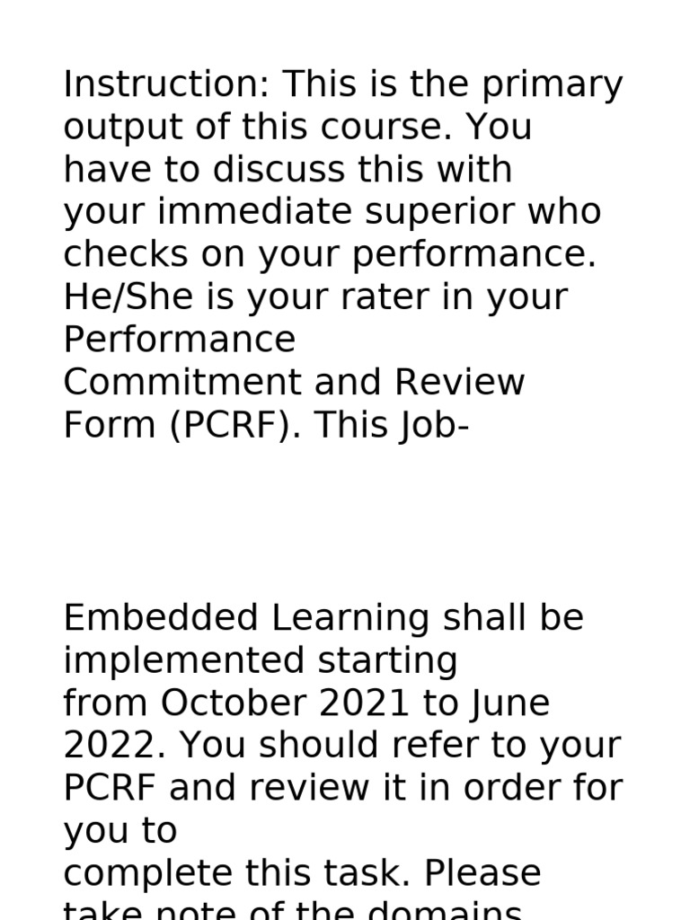 Job-Embedded Learning Plan Overview | PDF | Learning | Cognition