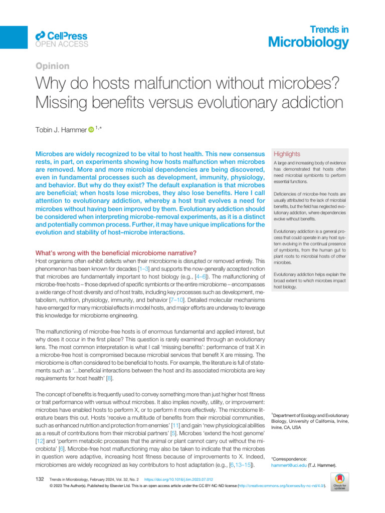 Why Do Hosts Malfunction Without Microbes Missing | PDF | Microorganism ...