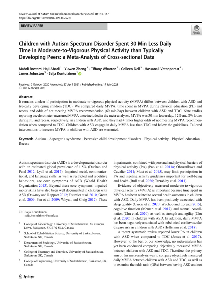 Children With Autism Spectrum Disorder Spent 30 Min Less Daily Time in ...