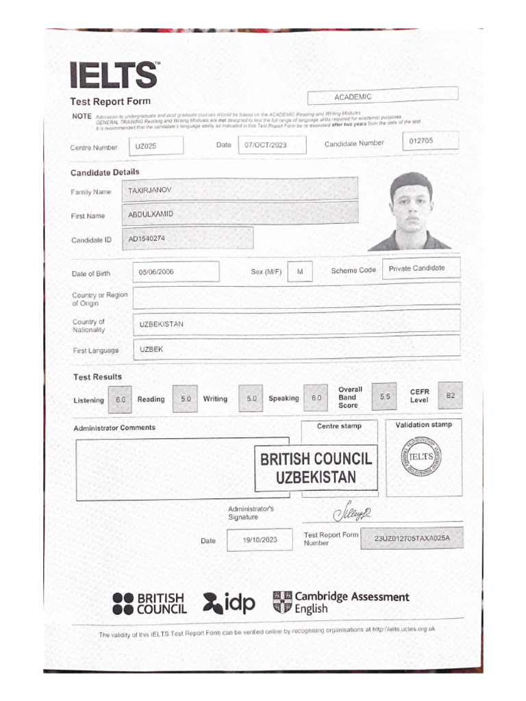 Test Report Form | PDF