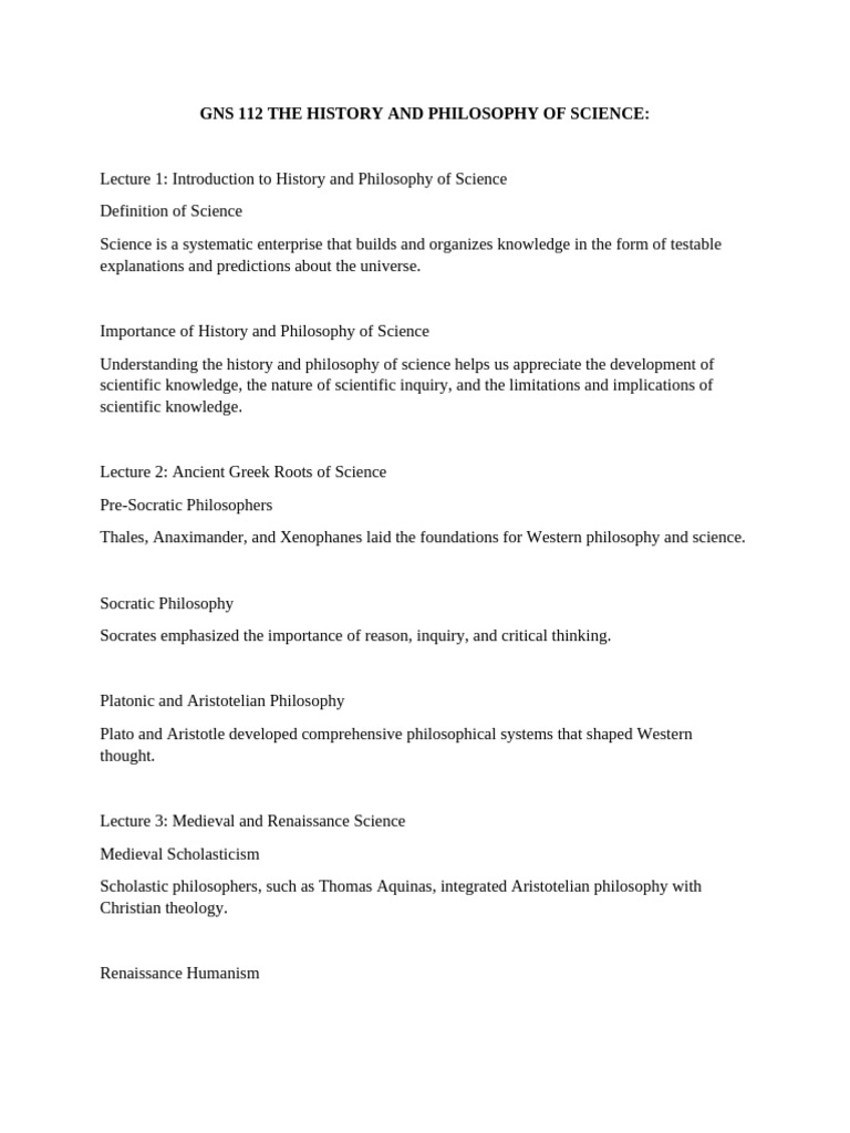 History and Philosophy of Science | PDF | Science | Philosophy Of Science