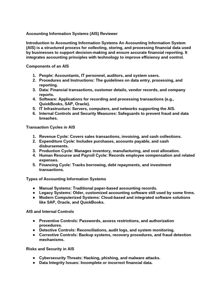 Comprehensive AIS Review Guide | PDF | Security | Computer Security