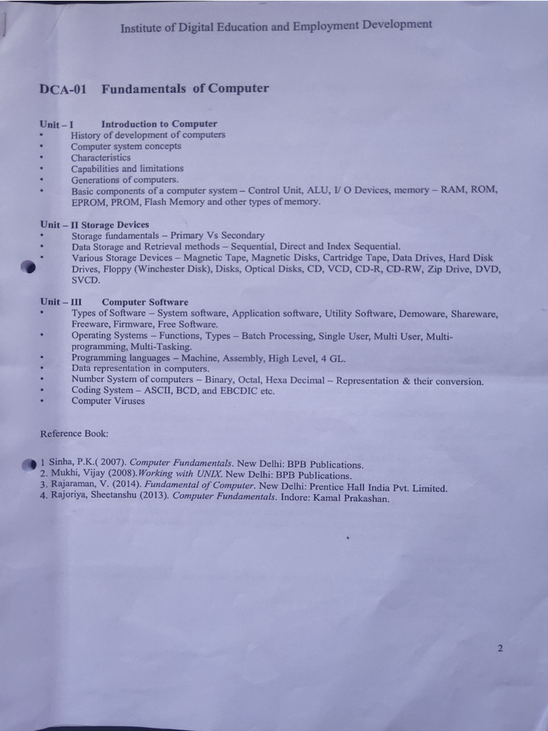 DCA Syllabus | PDF