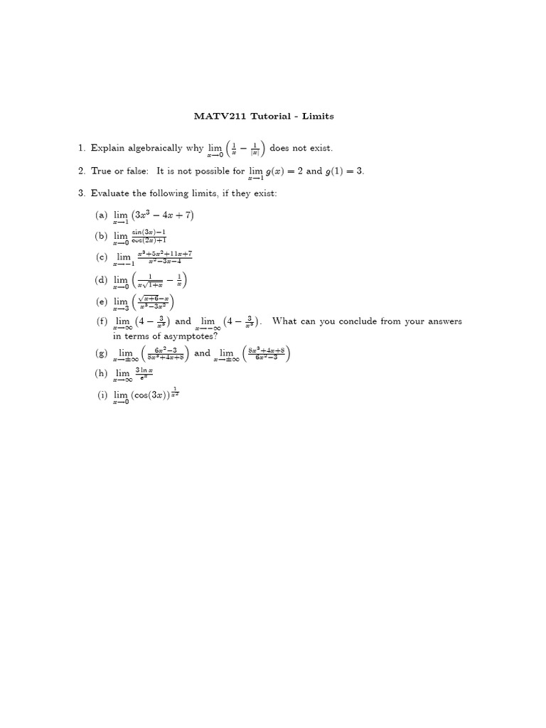 MATV211 Limits Tutorial Explained | PDF