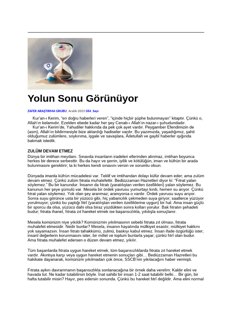 Tarih - Zefer Dergisi 4 - Israil Icin Yolun Sonu Görünüyor | PDF