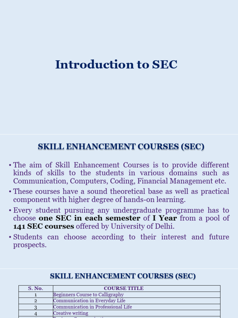 Skill Enhancement Courses Overview | PDF | Computer Programming | Foods