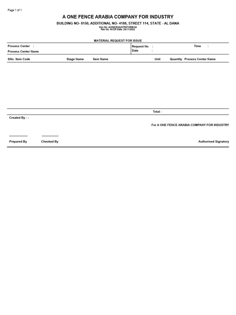 Docmmmaterialissuerequest Halfpage | PDF