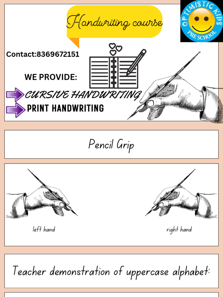 Cursive Handwriting Formation English Presentation Orange White ...