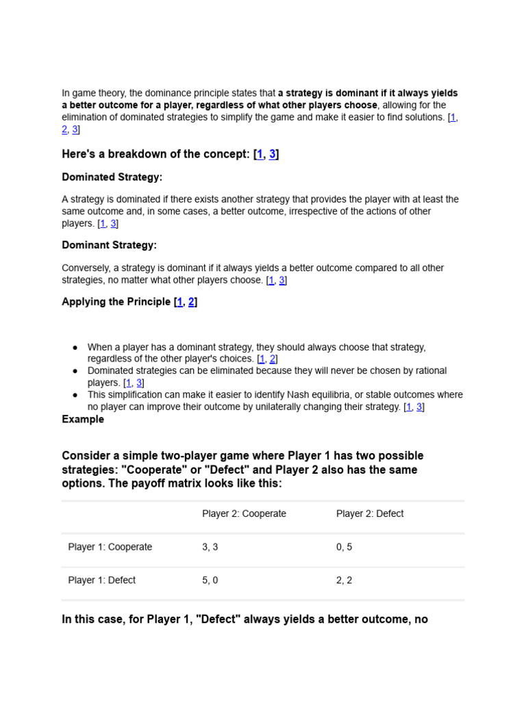 Dominance Principle in Game Theory | PDF | Game Theory | Mathematical