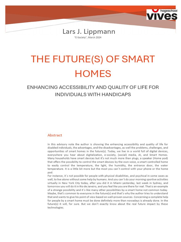 Advisory Note: Advantages and Challenges of Smart Homes For People With ...
