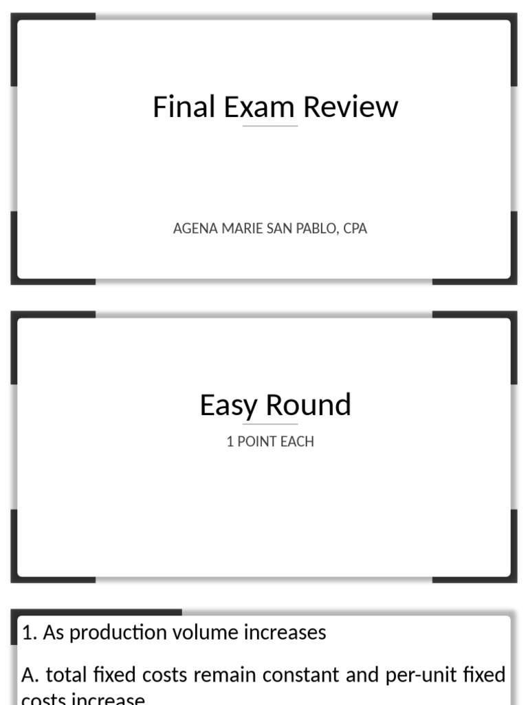 Final Exam Review: Cost Accounting Concepts | PDF | Cost Of Goods Sold ...