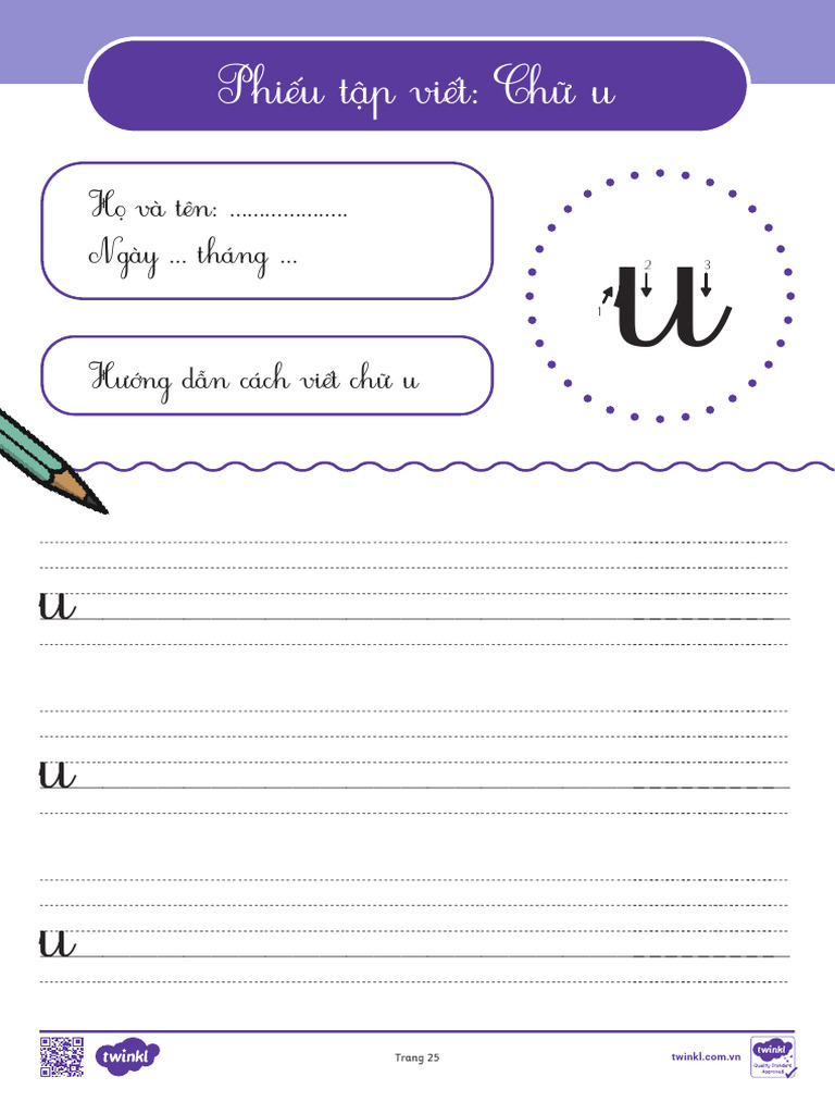 u u u u u: Phiếu tập viết: Chữ u | PDF