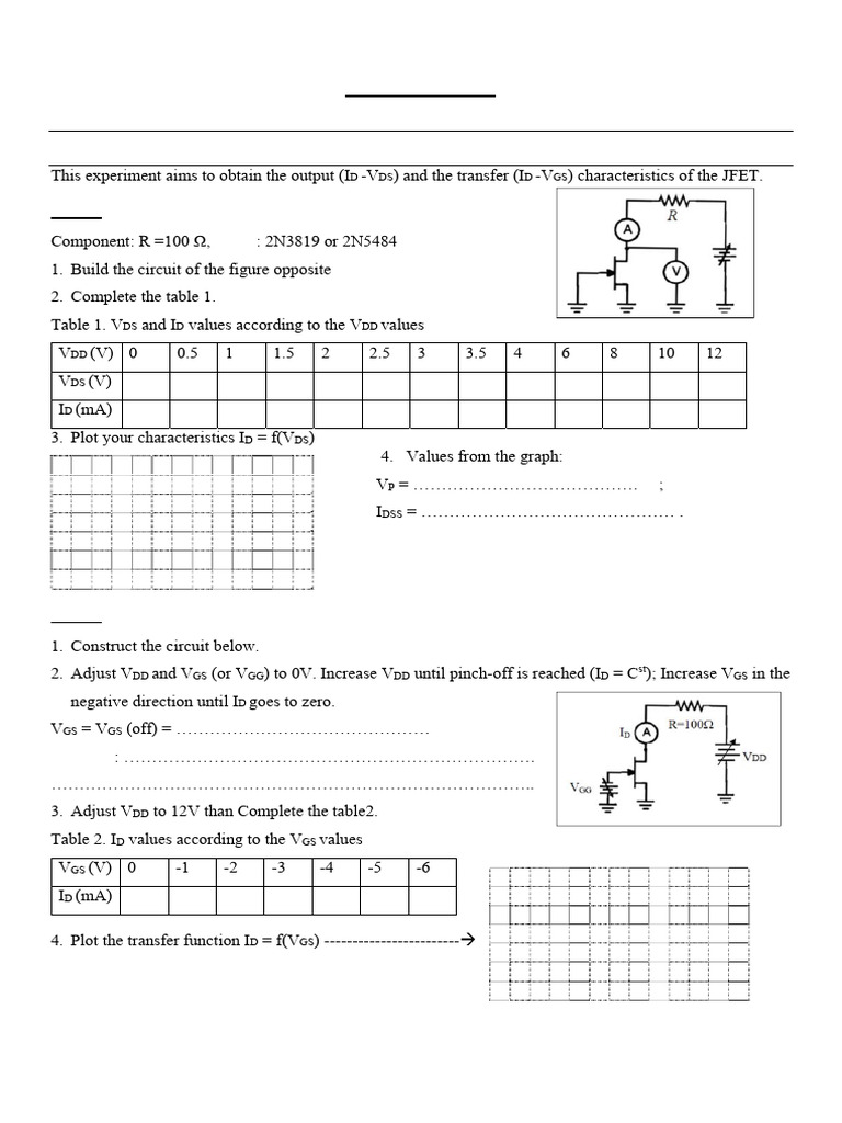 JFET Characteristics Lab Report 2024 | PDF
