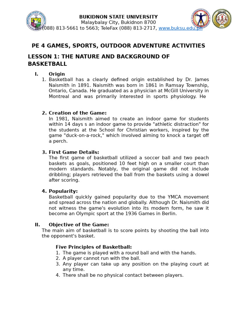 Basketball: History, Rules, and Equipment | PDF | Basketball Positions ...