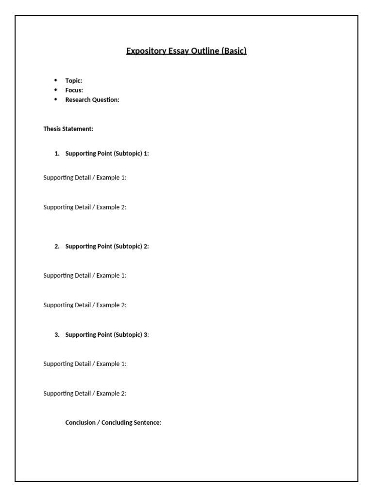 Expository Essay Outline Template | PDF