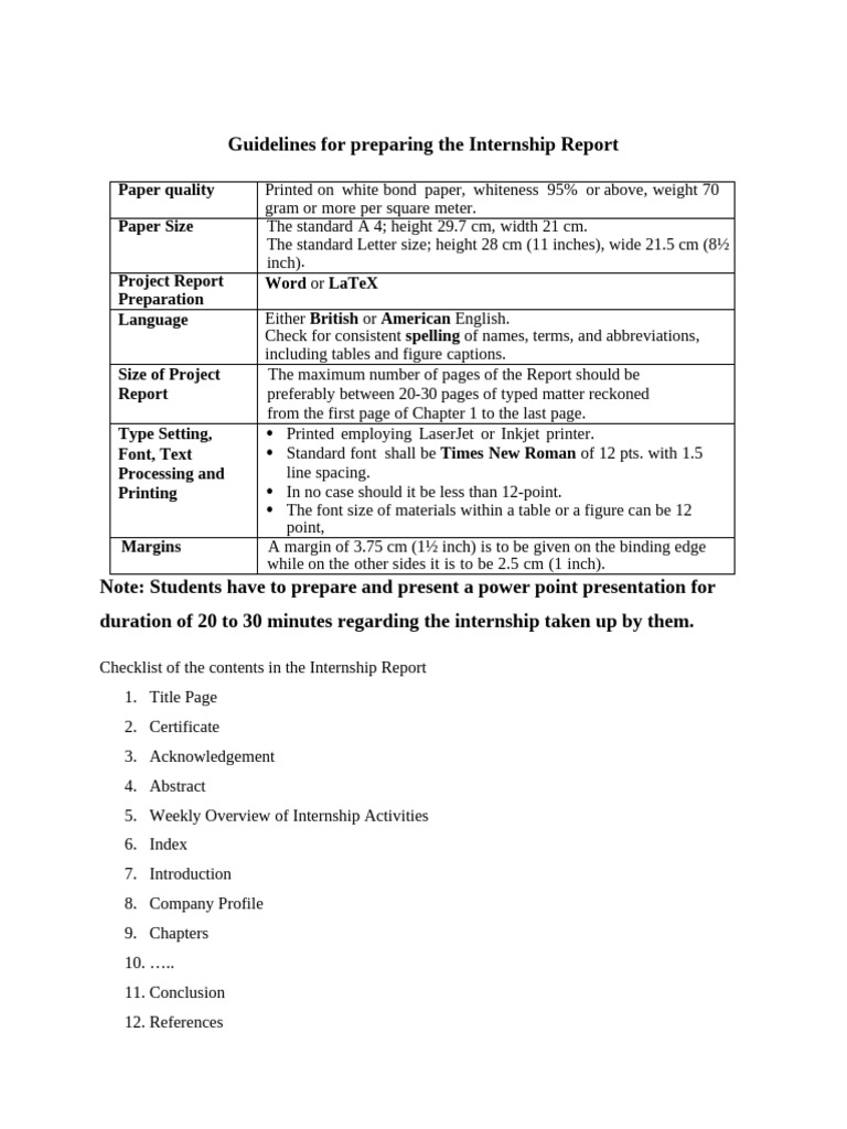 Internship Report Preparation Guidelines | PDF